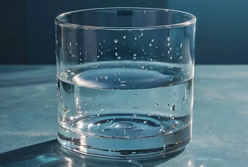 A glass of water filled exactly halfway
