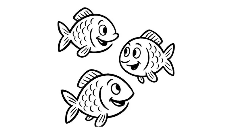 Cartoon of three smiling fish swimming together